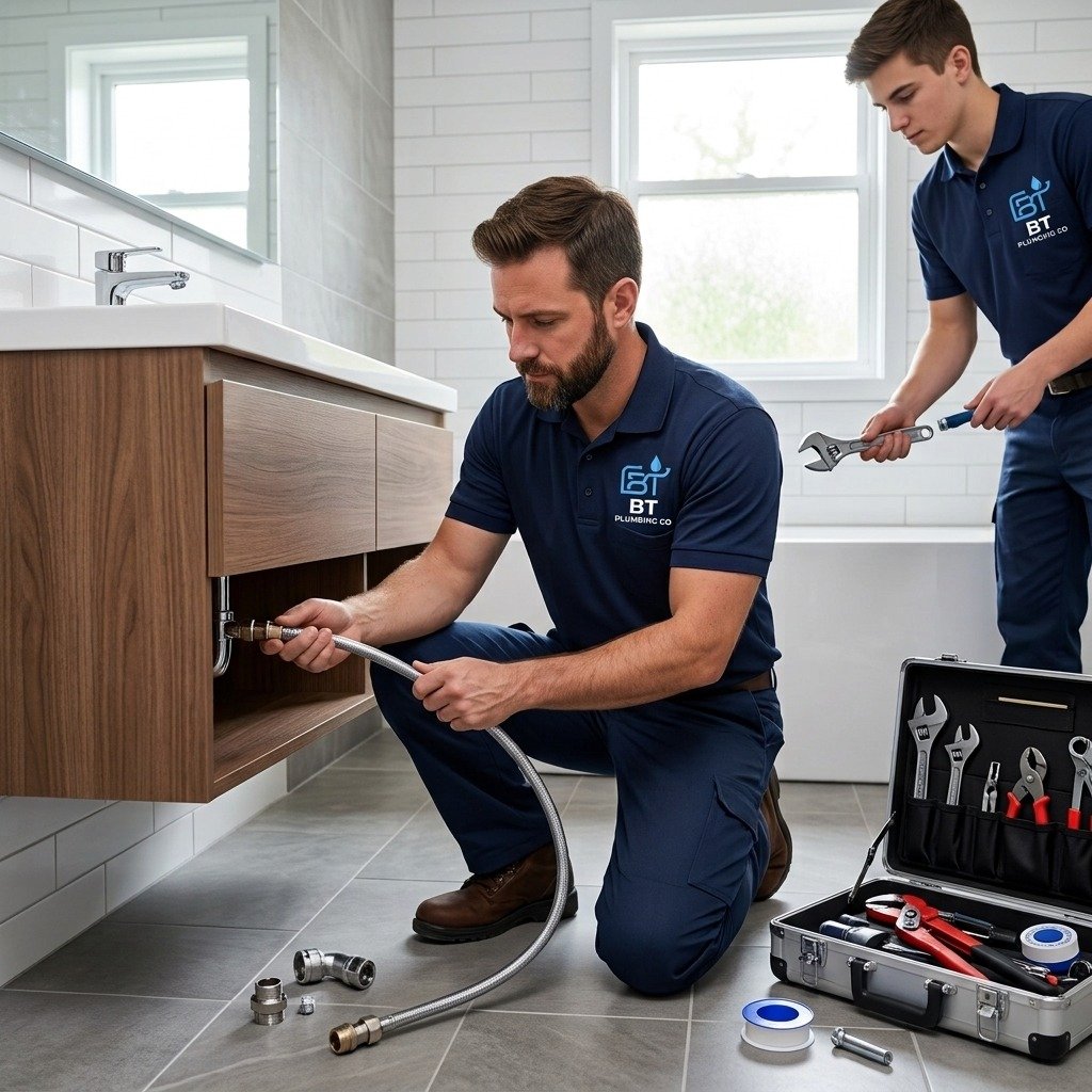 BT Plumbing CO licensed plumber clearing bathroom drainage lines in Simi Valley
